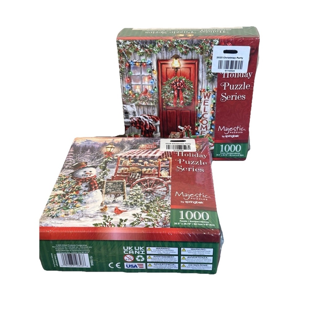 Lot 2 UNOPENED NEW Majestic By Springbok 1000 Piece Jigsaw Puzzle Holiday Series